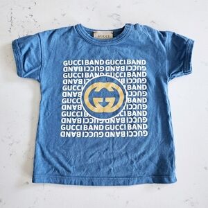 Gucci Logo Gucci Band Blue Tshirt